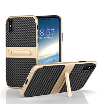 Fancy Slim Cover i TPU Plastic og Carbon til iPhone X / iPhone Xs - Light Gold