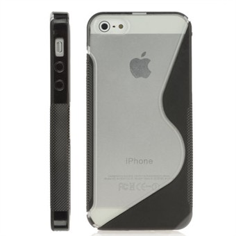 iPhone 5 / iPhone 5S / iPhone SE 2013 - Line plastdeksel M silikonsider (svart)