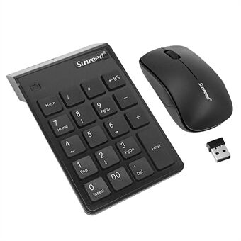 SUNREED SKB886 Lite Bluetooth numerisk tastatur og 2,4G trådløs mus for bærbare kontantenheter TV med USB-port