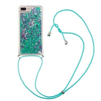 Fall Protection Quicksand Flowing Glitter TPU Protective Phone Cover Shell with Adjustable Lanyard for iPhone 6 Plus/6s Plus/7 Plus/8 Plus 5.5 inch