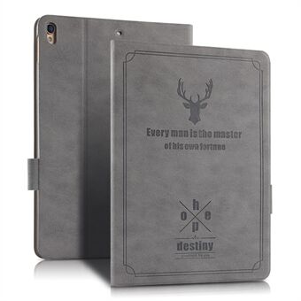 Imprint Deer and Quote PU lær Stand for iPad Air 10.5 (2019) / Pro 10.5-tommers (2017)