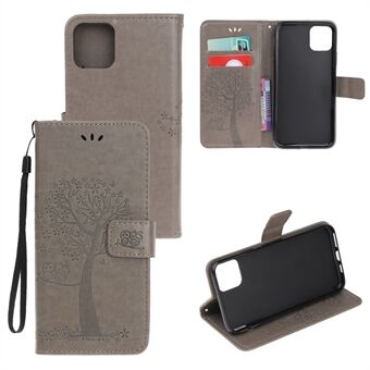 Imprint Tree Owl Leather Wallet Cover for iPhone 11 6,1 tommer (2019)