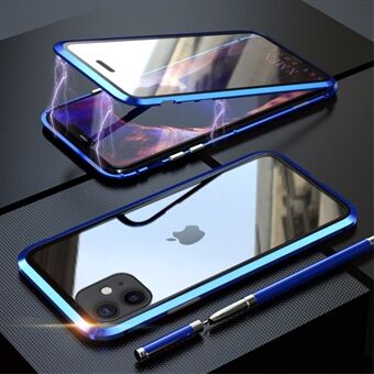 LUPHIE Magnetic iPhone 11-deksel med glass foran og bak - blå