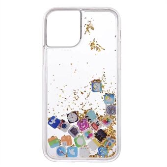 APP Icon Dynamic Glitter Powder Paljetter TPU Back Shell for iPhone 11 Pro 5,8 tommer (2019) - Gull