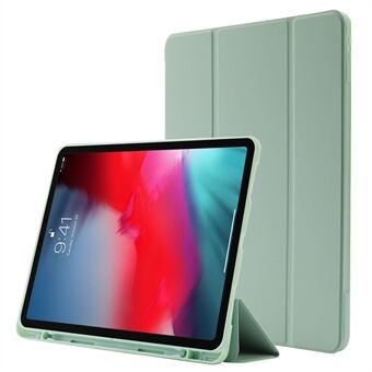 For iPad Pro 12.9 (2022) / (2021) / (2020) Skin-touch PU-lærveske Full beskyttelse Tri-fold Stand nettbrettdeksel med autovekke-/søvndeksel og pennespor