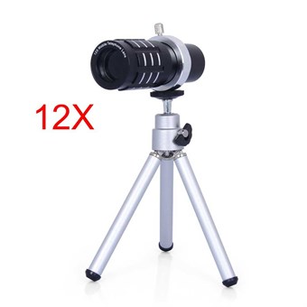 12x optisk teleskop med mini stativ for smarttelefon / universal