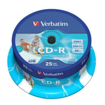Utskriftsbar CD-R Verbatim 700 MB 52x 25 stk