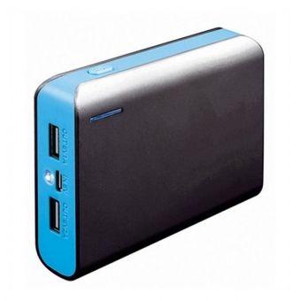 Powerbank 6000mAh Dual USB w / Lampe - Blå