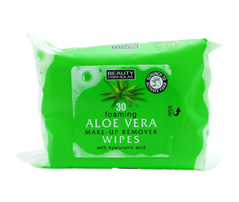 Skjønnhetsformler Skummende Aloe Vera Make-up Remover Wipes - 30 stk