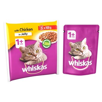 Whiskas 1+ Kylling i Jelly Cat Food - 3 x 100 g