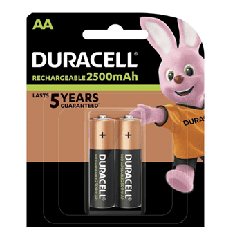 Duracell 2500mAh Oppladbare AA-batterier - 2 stk