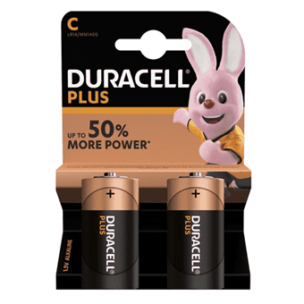 Duracell Plus Power alkalisk C-batteri - 2 stk.