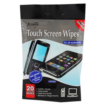 ICare Touch Screen - Antibakterielle rengjøringsservietter - 20 stk.