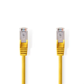Cat 5e kabel | SF/UTP | RJ45 hann | RJ45 hann | 15,0 m | Runde | PVC | Gul | Plastpose