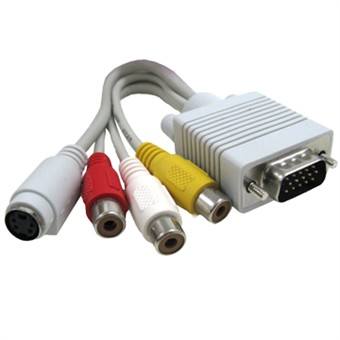 VGA til TV S-Video RCA AV 3 adapterkabel for PC/bærbar PC (15 cm)