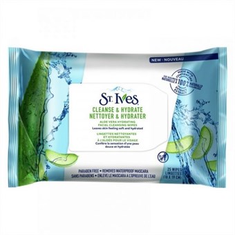 St. Ives Cleanse & Hydrate Wipes - Fuktighetsgivende våtservietter - 25 stk.