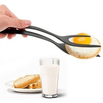 2-i-1 klips flip spatel stekt egg bifftang pannekake omelett klemme koketang Kjøkkenverktøy (ingen FDA, BPA-fri)