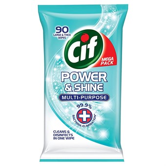 Cif Power & Shine Multi-Purpose Anti-bacterial Cleaning Wipes - 90 stk