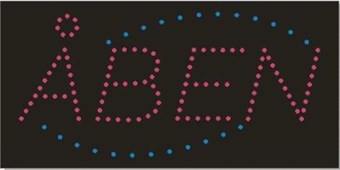 Skilt med lys - Åpen