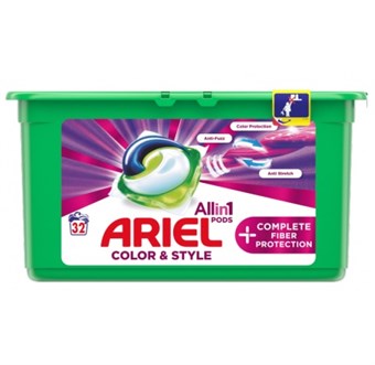 Ariel Allin1 Vaskelapper - Farge & Stil - 32 stk. - Komplett fiberbeskyttelse
