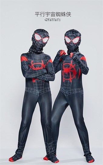 Spiderman Svart/Rød Tight Kostyme - Barn - Inkl. Drakt + Maske - Stor - 120-130 cm