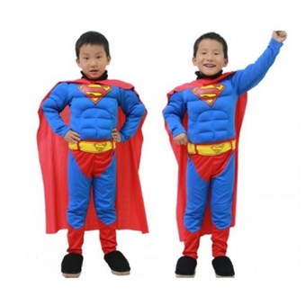 Superman Deluxe-kostyme - Barn - Inkl. Ansiktsmaske + dress + kåpe - stor - 130-140 cm