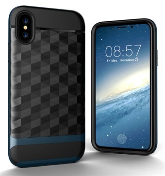 Solid Square Hardcase i TPU Plast og Silikon for iPhone X / iPhone Xs - Mørk Blå