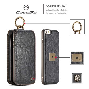 CaseMe Prime Lærveske med magnetisk deksel til iPhone 6 / iPhone 6s - Svart