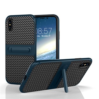 Fancy Slim Cover i TPU Plastic og Carbon til iPhone X / iPhone Xs - Mørk Blå