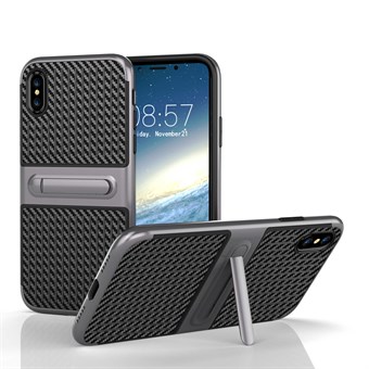 Fancy Slim Cover i TPU Plastic og Carbon til iPhone X / iPhone Xs - Grå