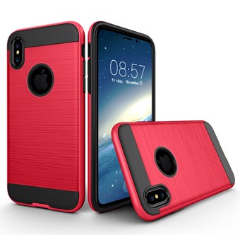Stilig Brushed Cover i TPU Plast og Silikon for iPhone X / iPhone Xs - Rød