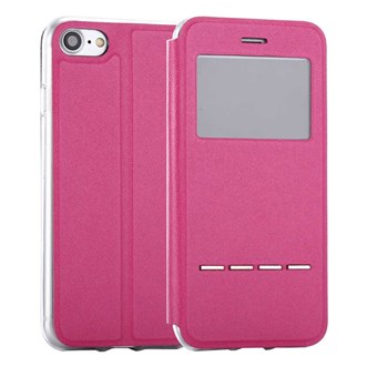 Clear View Flip Cover med Call-funksjon for iPhone 7 / iPhone 8 / iPhone SE 2020/2022 - Magenta