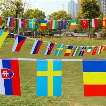 Flagg hvirvling med 50 land