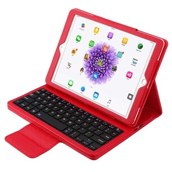Veske i PU-skinn m/ Bluetooth-tastatur og plastdeksel til iPad - Rød
