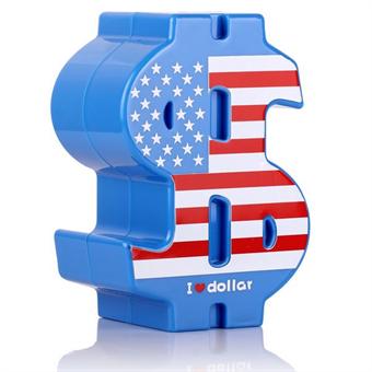 Blå Dollar-logo Sparekasse i plast