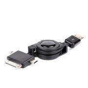 3in1 uttrekkbar kabel Apple / Micro USB