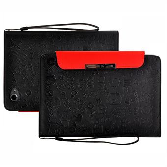 Cartoon Leather Case Galaxy Tab 7.7 (Black)
