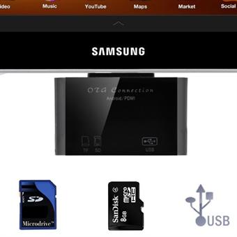 OTG tilkoblingssett + kortleser for Galaxy Tab