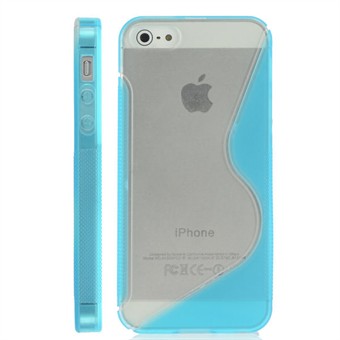 iPhone 5 / iPhone 5S / iPhone SE 2013 - Line plastdeksel M silikonsider (blå)