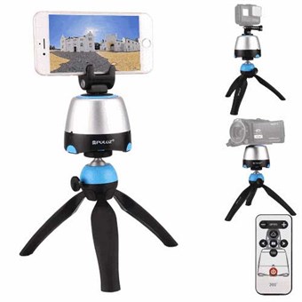 PULUZ® elektronisk 360º panoramastativ med kulehode og fjernkontroll for GoPro og smarttelefoner