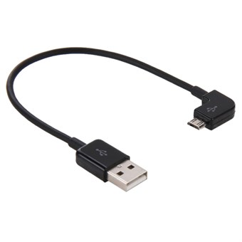 Elbow Micro USB til USB 2.0 Kabel 0,2 Meter - Svart