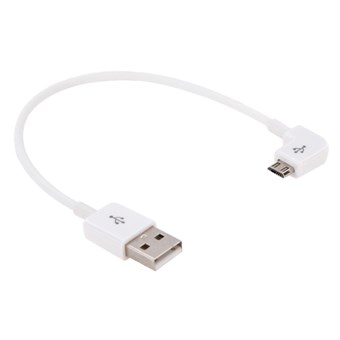 Elbow Micro USB til USB 2.0 Kabel 0,20 Meter - Hvit