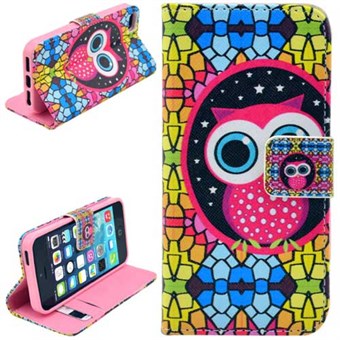 Stand Card Lommebokveske iPhone 5 / iPhone 5S / iPhone SE 2013 - Funky Owl