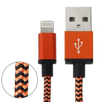 Nylon stoff serien Lightning Cable 1m - Orange
