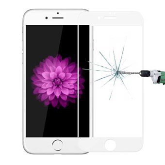 Herdet 3D fulldekkende glassfilm iPhone 6 / iPhone 6S (hvit)