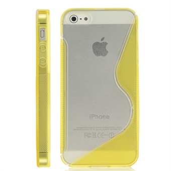 iPhone 5 / iPhone 5S / iPhone SE 2013 - Line plastdeksel M silikonsider (gul)