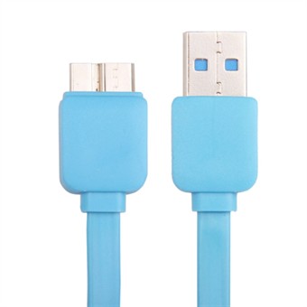 Flat USB 3.0 lade- / synkroniseringskabel 1M (blå)