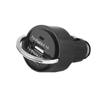 2,1A + 1,0A Dual USB Sigarettennerplugg