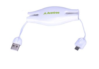 Avantree Viva Micro Retractable Sync ladekabel (hvit)
