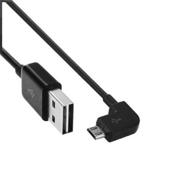 Elbow Micro USB til USB 2.0 Kabel 1 meter - Svart